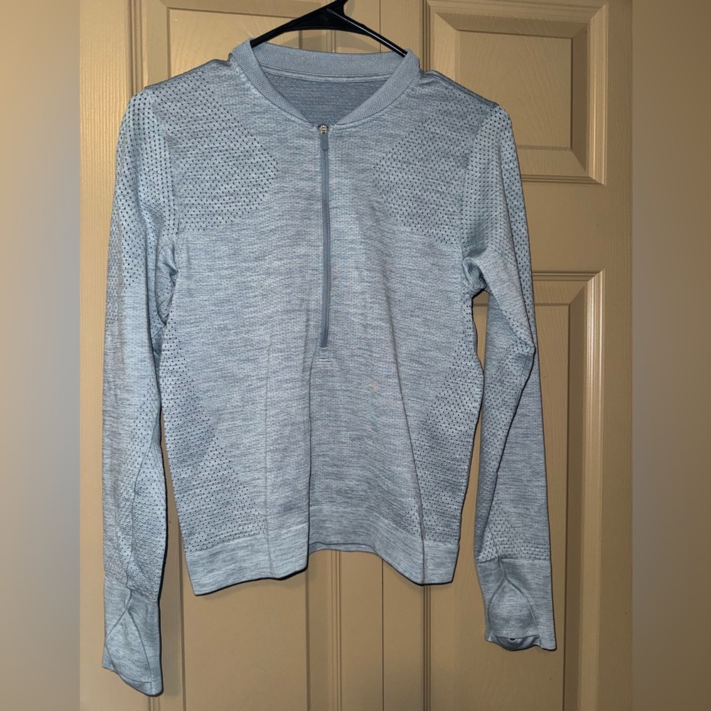 Lululemon Swiftly Midweight Half Zip Long Sleeve Shirt (Chambray/Powder Blue)